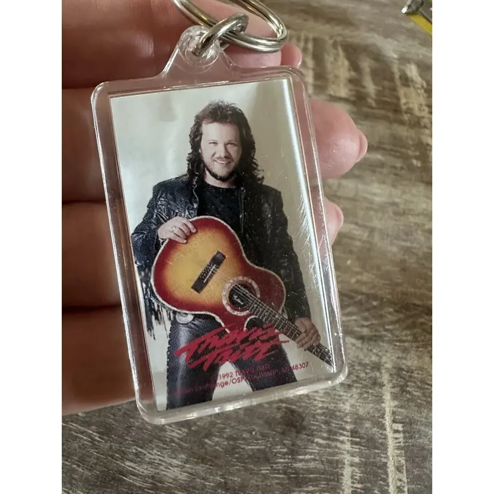 Vintage Keychain Travis Tritt Key Ring Acrylic Fob Country Music Artist USA